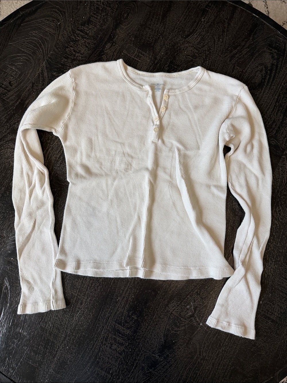 Brandy Melville Cream Waffle Henley Top